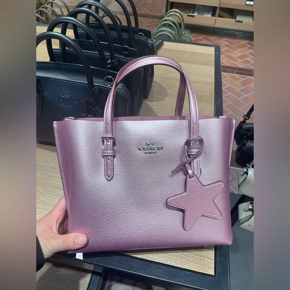 NWT！COACH MOLLIE TOTE BAG 25(COACH CX253)SILVER/METALLIC PINK fast shipping